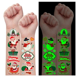 Leesgel Christmas Tattoos for Kids Party Bag Fillers, 150 Styles Luminous Temporary Tattoo Stickers - Santa/Christmas Tree/Stocking/Snowman and More, Christmas Decorations, Birthday Supplies Favours