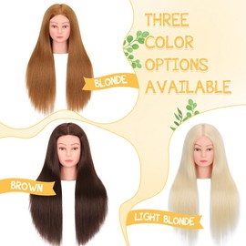 Mannequin Head with 80% Human Hair 26-28’’,Cosmetology Mannequin Practice Head with Human Hair, Doll Head for Braiding Hairstyling Cutting with Clamp Holder and Tools