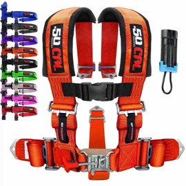1pc Orange 5 Point Harness & Bypass Plug for Bucket Seat, Latch Release, 9 Color Options, Racing Harness, Race Car, Off Road Vehicle, UTV, RZR [6011 CB 5999P]