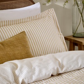 Yard Hebden A Righe Set Copripiumino – Ultra Morbida 100% Cotone Reversibile Biancheria Da Letto (Giallo Miele – Singolo – 137x200cm)