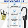 MARRTEUM 12-Inch Bungee Cords with Hooks Black Elastic Rope Straps