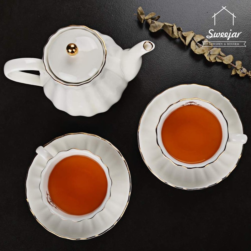 Sweejar Royal Teapot, Ceramic Tea Pot with Removable Stainless Steel