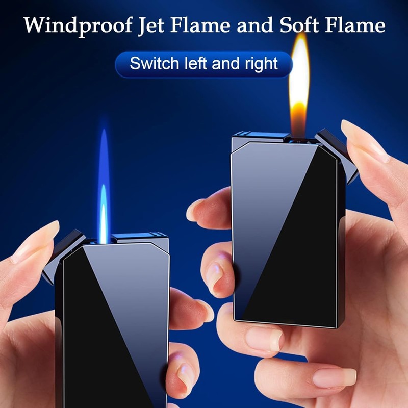 Lighter with Two Flames, Switchable Torch Lighter and Soft Flame