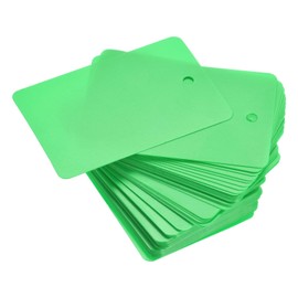 TOP-VIGOR 50Pcs Plastic Shipping Tags, 40x60x0.2mm Waterproof Hang Tags, Blank Labeling with Eyelet for Product Identification Labels Valve Marking Outdoor Tagging, Green