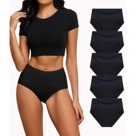 ANLIQI Women's High Waisted Underwear Tummy Control Hipster Full Coverage Ladies Panties Soft Stretch Briefs 5 Pack（5B,M）