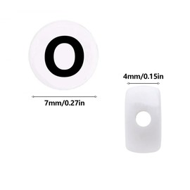 200 Pcs 4 × 7mm O Letter Beads, White Circular Letter Beads for Bracelet Jewelry Makin