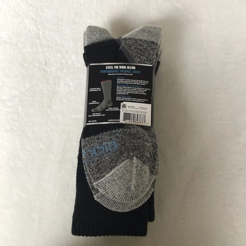 Genuine Dickies Dickies Mens Black Crew Performance WoolBlend Thermal Socks