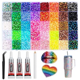 Resin Jelly Rhinestones for Bedazzling, Multifunctional Colorful DIY Resin Rhinestone Kit, Diamond Painting & Bedazzler Kit for Nails, Books, Crafts, Multicolor Rhinestones (40Colors-32000PCS)