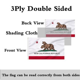 TOCRTSV Double Sided New California Flag 3x5FT- Heavy Duty State of California CA Flags with 2 Brass Grommets Fade Resistant for Indoor Outside Decorations.