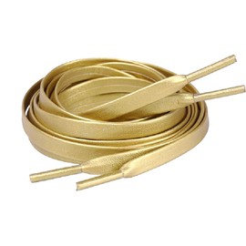 One Pair Flat PU Leather Laces Shoelaces for Shoe Sneaker Boot (Golden, 71'')