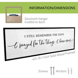I Still Remember The Days I Prayed Sign Wall Decor 40''×15'' Rustic Large Wooden Framed For Family Living Room Vintage Farmhouse Inspirational Home Wall Art Hanging Decoration (Black)