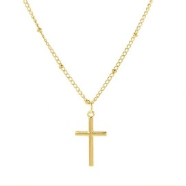 Yecomsy Dainty Cross Pendant Necklace Infinity Cross Choker Charm Necklace Faith Jewelry Religious Minimalist Cross Gift-Bead Gold