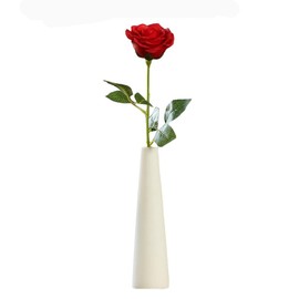 Large Conical White Ceramic Flower Vase, Small Bud Vase, Single Flower, Decorative Flower Vase for Home Decoration, Centerpieces, Arrangements of Bouquets
