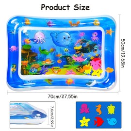 TOPJOWGA Water Mat Baby, Baby Water Play Mat, Inflatable Play Mats, Baby Inflatable Play Mats, Baby Toys 3, 6, 9 Months, Baby Gift, Early Development, Fun Activities (Seabed B)