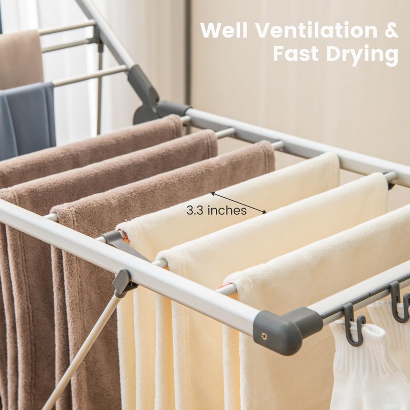Giantex Clothes Drying Rack, 2-Layer Aluminum Foldable Laundry Drying Rack