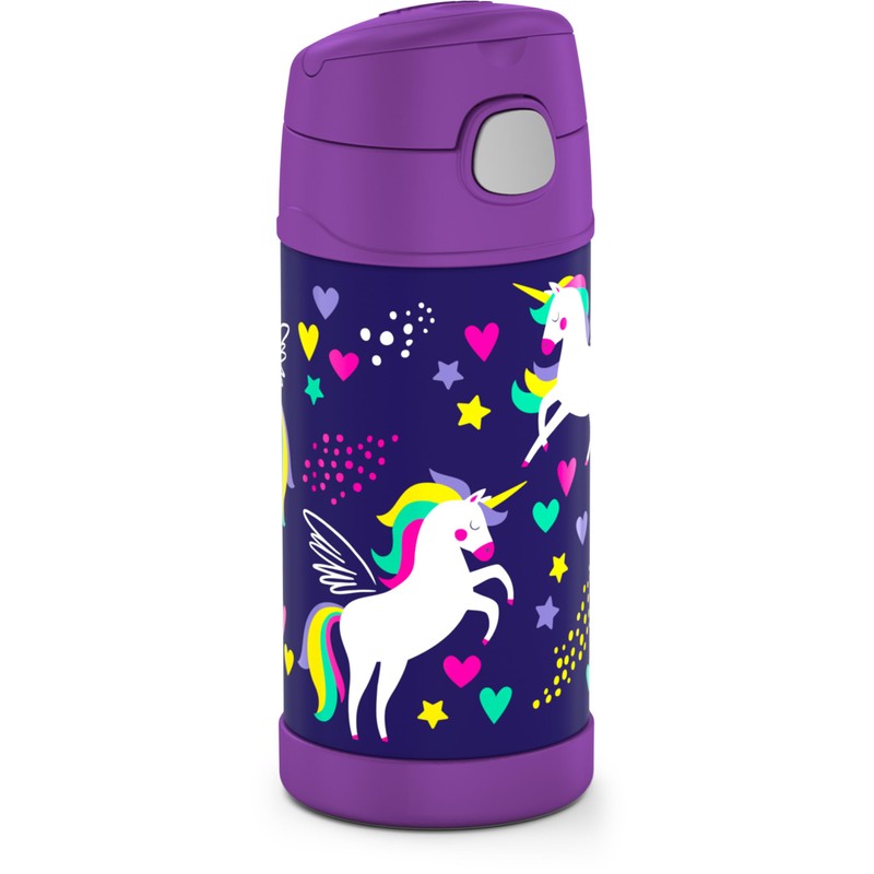 355ml FUNtainer® Vacuum Insulated Drink Bottle - Purple Unicorn