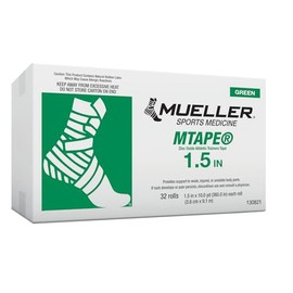 M-Tape Colored Athletic Tape - 1.5 inches x 10 yards - Green, 32 Rolls