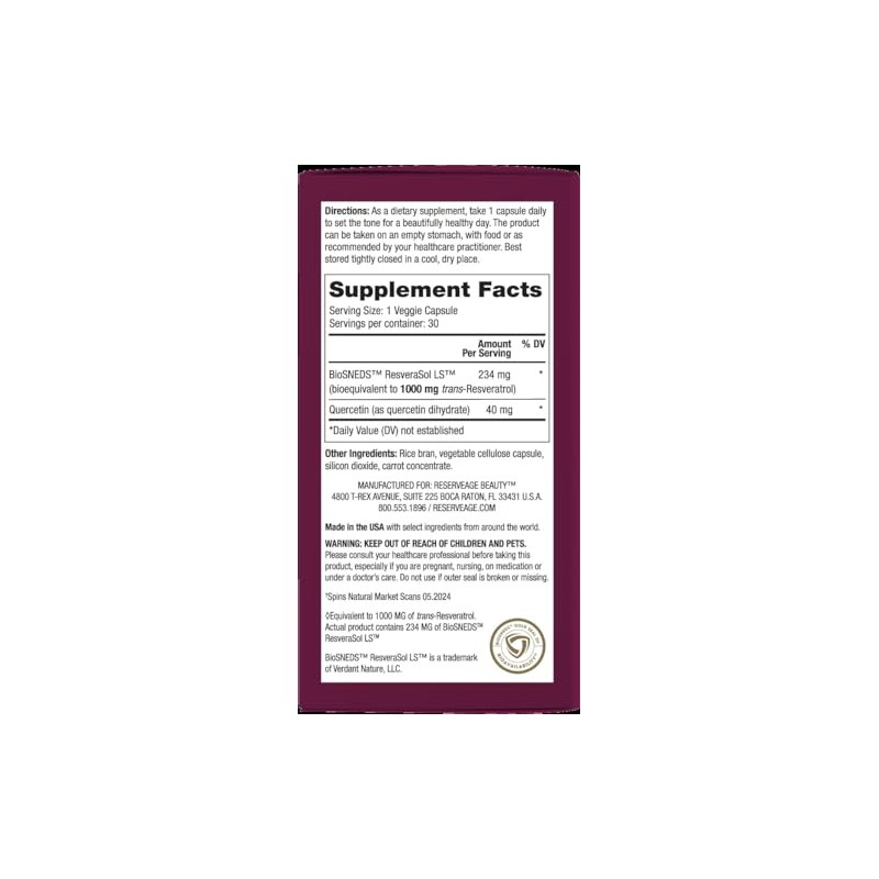 Reserveage Resveratrol 1000mg Plus