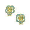 Fashion Enamel 3D Blue Rose Flower Clip On Earrings Button