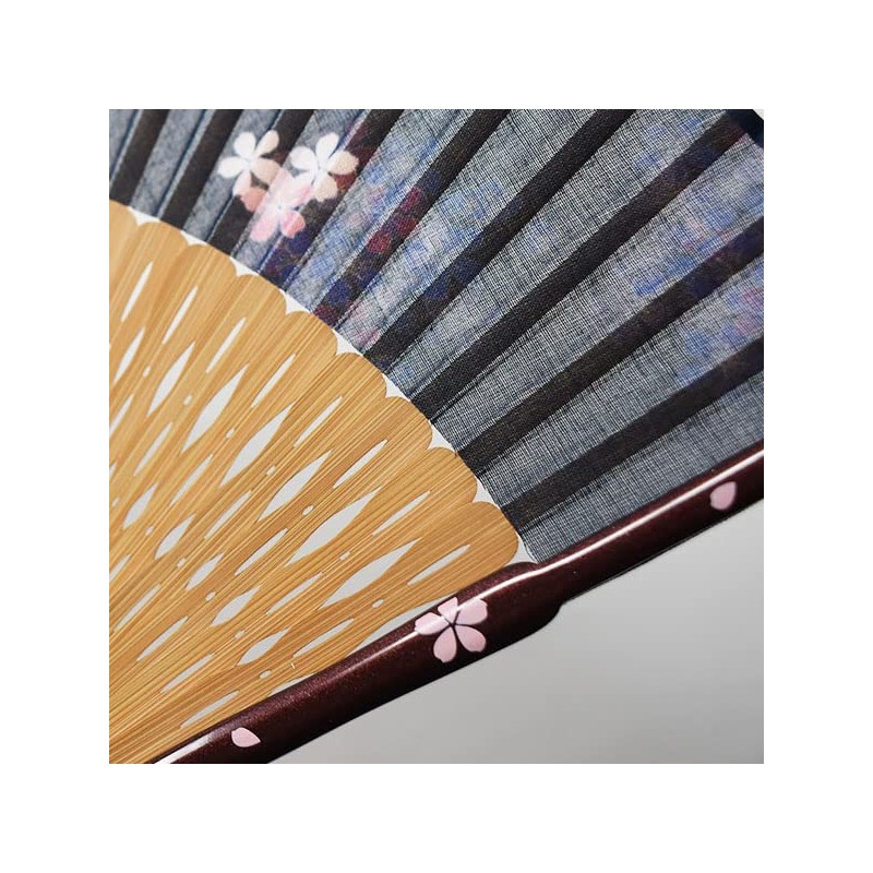 Fashionable kimono Iroha Flower Light Fan, Fan Bag Set, Navy