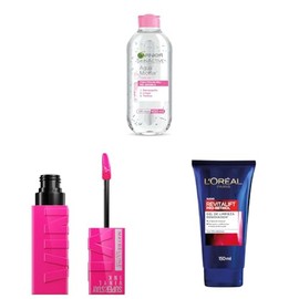 Tu Match Perfecto Garnier + Maybelline - Labial Líquido brillante Maybelline Super Stay Vinyl Ink Tono Striking 150 4.2ml + Agua Micelar Garnier