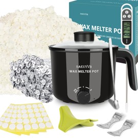 SAEUYVB Candle Making Kit,Soy Wax for Candle Making,DIY Candle Making Supplies,Including 5lbs Natural Soy Wax Flakes,Wax Melter,Thermometer,Wicks,Candle Kit for Adults,Beginnner.