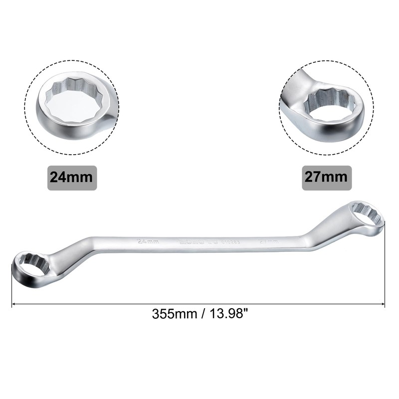 sourcing map Offset Double Box End Wrench 24mm x 27mm