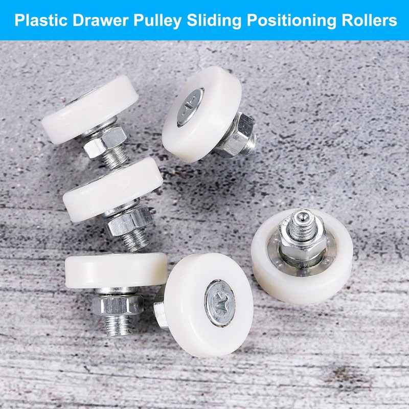 uxcell 6 Pack Drawer Rollers, 22mm Plastic Drawer Pulley Sliding
