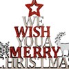 Christmas Wooden Merry Christmas Hanging Sign with Reindeer and Snowflake