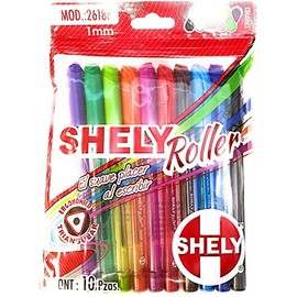 SHELY Set de Plumas de Colores Roller 10 Colores Diferentes Punta de 1mm Tinta base gel y secado rapido, No toxico