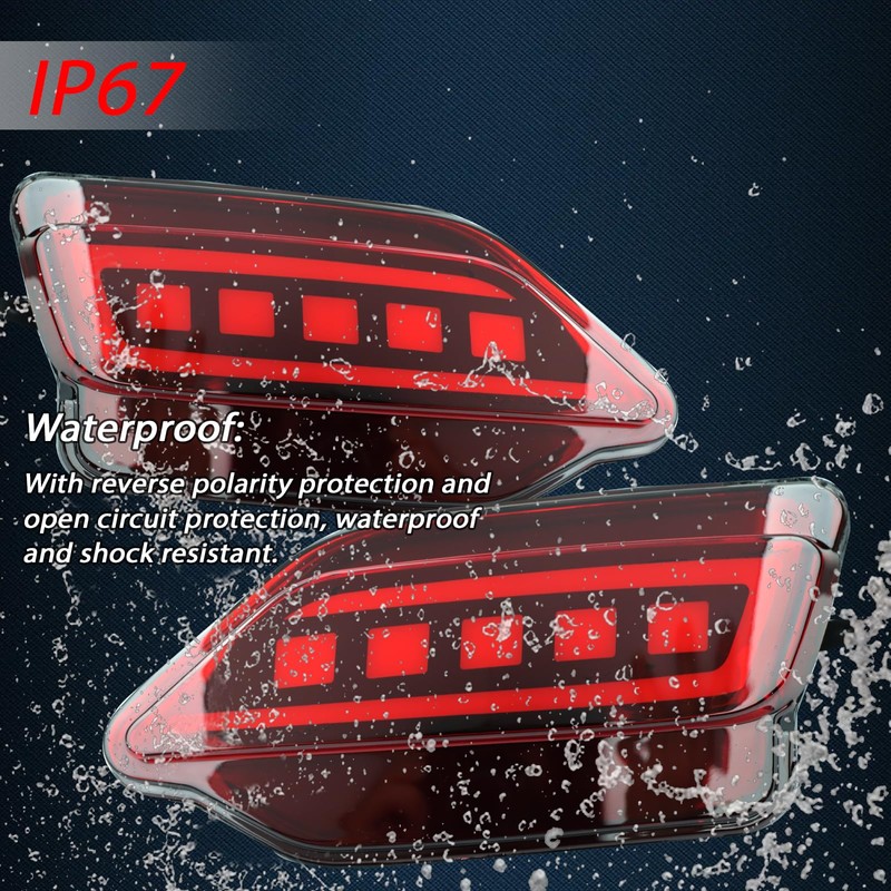 GEEGEETOP Red Lens LED Rear Reflector Bumper Fog Light Assembly