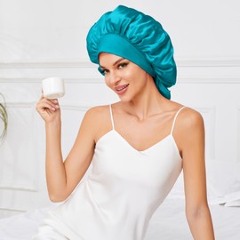 Satin Bonnet Silk Bonnet for Sleeping, Double Layer Large Hair Bonnets for Women Men Natural Curly Hair