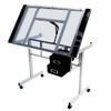 Topeakmart Glass Drafting Table Rolling Drawing Desk Artists Art Craft