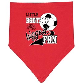 inktastic Little Brother and Biggest Fan- Soccer Player Baby Bandana Bib Red and White 2c199