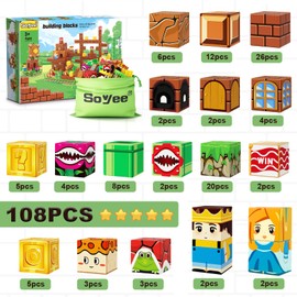 Soyee 108PCS Magnetic Blocks Building Toys - Build Mine Magnet World Game Adventure Set 1' Magnet Building Blocks Cubes Boys Girls Toys Ages 3-5 4-6 5-7 6-8 Kids Gifts for 3-12 Years Old