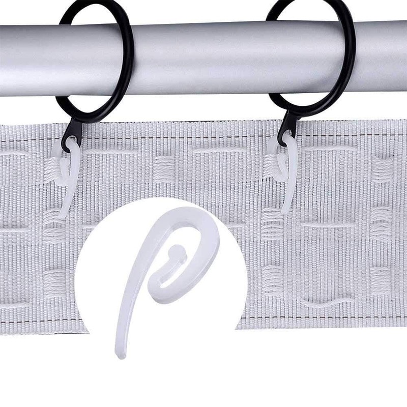 tooloflife 100 Pack White Plastic Curtain Hooks 2.8 by 1.2