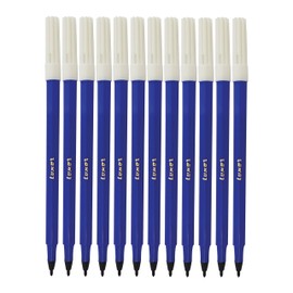SCHEMA Felt Tip Colouring Pens, BLUE, Pack of 12, Fibre Felt Tip Colour Pens, Write Draw Sketch Mark, School Office Home Use, iVAIDEX Black Ball Pen