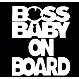LLI Boss Baby On Board | Decal Vinyl Sticker | Cars Trucks Vans Walls Laptop | White | 7.2 x 5.5 in | LLI1463