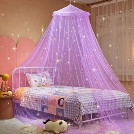 SUNOYA Mosquito Net Bed Canopy, Canopy Children's Room, Canopy Canopy Girls, Baby Room Decoration, Mosquito Net for Baby Room, Purple, 60 x 250 x 880 cm