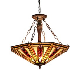 Chloe Lighting CH35001RM25-UH3 Moasic Jayden, Tiffany-style Mission 3 Light Inverted Ceiling Pendant Fixture 25-Inch Shade, Multi-colored