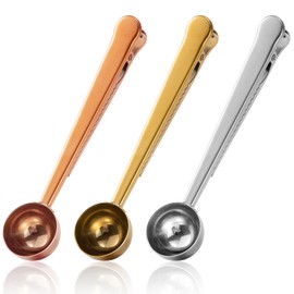 Kaffee Scoop Clip Kaffeedosierlöffel Mit Klammer Kaffee Tee Schaufel Aus Edelstahl Kaffee Beutel Clip Kaffee Messlöffel Für Kaffeebohnen Tee Proteinpulver Instantgetränken Mehr 3 Stück 3 Farben