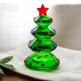 vskikris Green Crystal Glass Christmas Tree Holiday Figurine - Elegant Crystal Christmas Tree Ornament & Paperweight for Table Decor - Crystal Figurines for Collectibles & Home Decor