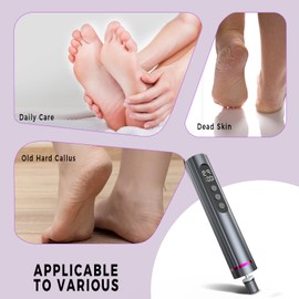 Electric Foot Callus Remover, Adjustable Speed Rechargeable Foot Sander Pedicure Tools for Feet Dead Skin with 40 Sandpaper Disk and 10 Nail Drill Bits,Equipped with Digital Display（Gunmetal）