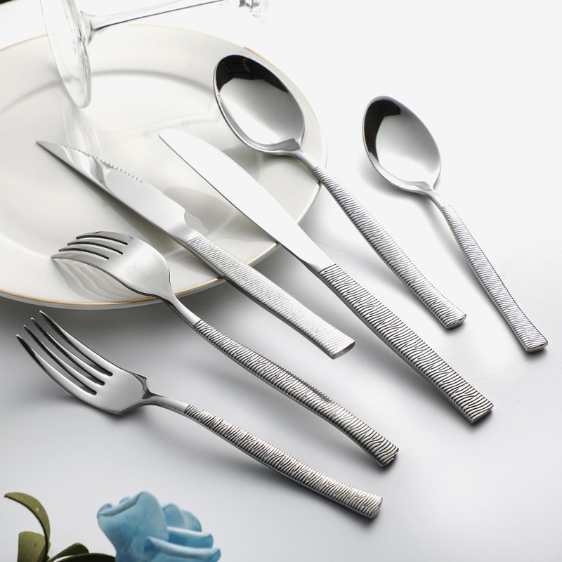 48-Piece Silverware Set,Stainless Steel Flatware Set with Steak Knives for