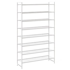 Nunsino Shoe Rack, Metal Shoe Organizer, 8 Tier Garage Shoe Rack Max Holds 40 Pairs,Shoe Storage shelf for Closet,Entryway, White