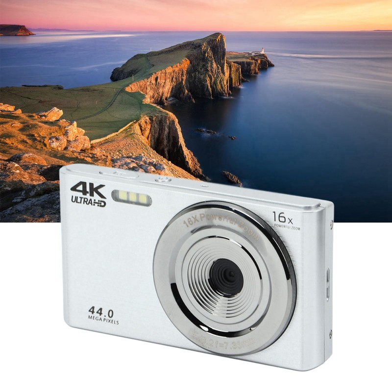Digital Zoom Camera with 16x Powerful Zoom, 4K 44MP Full