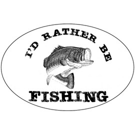 Rogue River Tactical I'd Rather Be Fishing Funny Sticker Decal Fishing Bumper Sticker Fish Auto Decal Car Truck Boat RV Real Life Rod Tackle Box