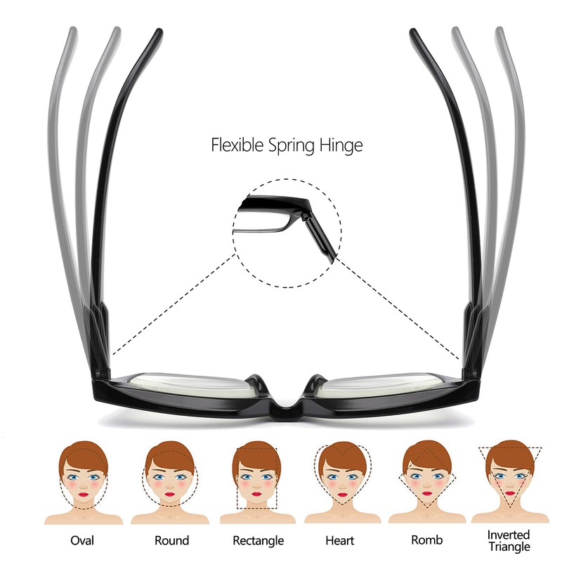 ZXYOO 6 Pack Oversize Square Design Reading Glasses for Women,