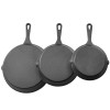 Heavy-Duty Cast Iron Skillet Set 3-Piece Pre-Seasoned Chef's Pan with