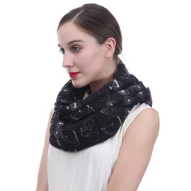 Lina & Lily Vintage Bicycle Print Women's Infinity Scarf Lightweight (Black)